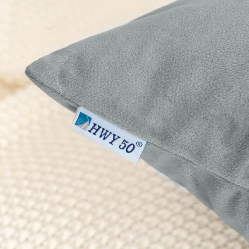 HWY 50 Gray Grey Velvet Rectangular Throw Pillow Covers 12x20 Inch, Pack of 2 Soft Cozy Solid Decorative Luxury Cushion Cases for Couch Sofa Bed Living Room Bedroom - Image 3