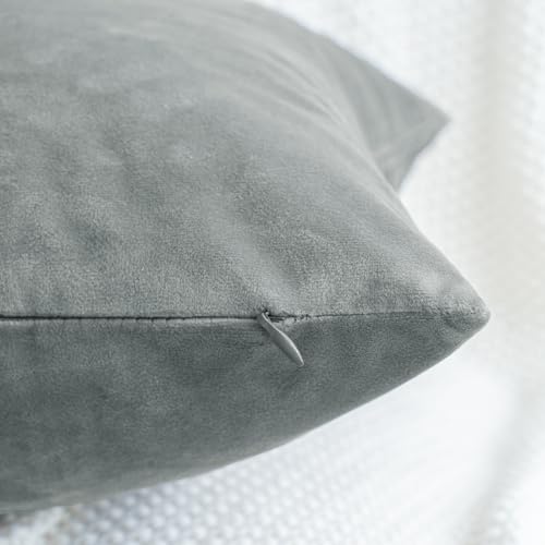HWY 50 Gray Grey Velvet Rectangular Throw Pillow Covers 12x20 Inch, Pack of 2 Soft Cozy Solid Decorative Luxury Cushion Cases for Couch Sofa Bed Living Room Bedroom - Image 4