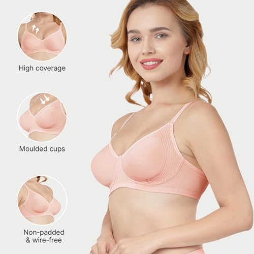 Enamor A042 Side Support Shaper Supima Cotton Everyday Bra - Non-Padded, Wirefree & High Coverage Pearl - Image 3