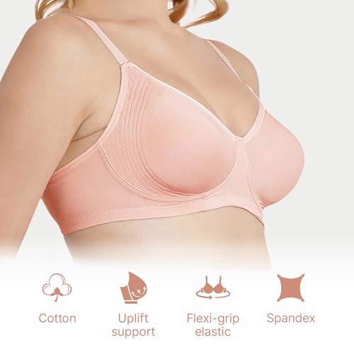 Enamor A042 Side Support Shaper Supima Cotton Everyday Bra - Non-Padded, Wirefree & High Coverage Pearl - Image 4