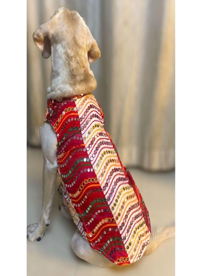 Lulala Traditional Dog Dress for Small, Medium & Large Dogs - Red Ethnic Festive Outfit with Elegant Embroidery | Comfortable Pet Costume for Weddings, Festivals & Celebrations - Image 1