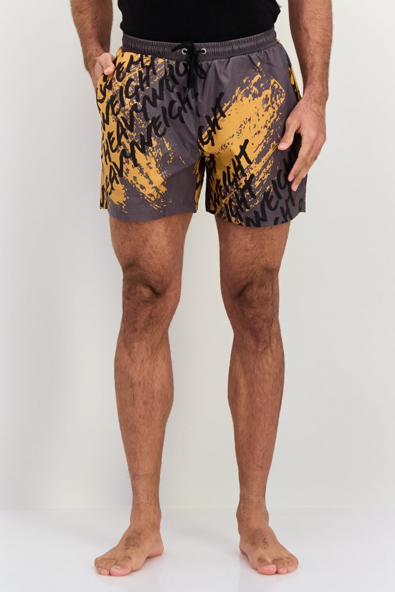 Ufc Men Brand Logo Board Shorts, Grey - Image 1