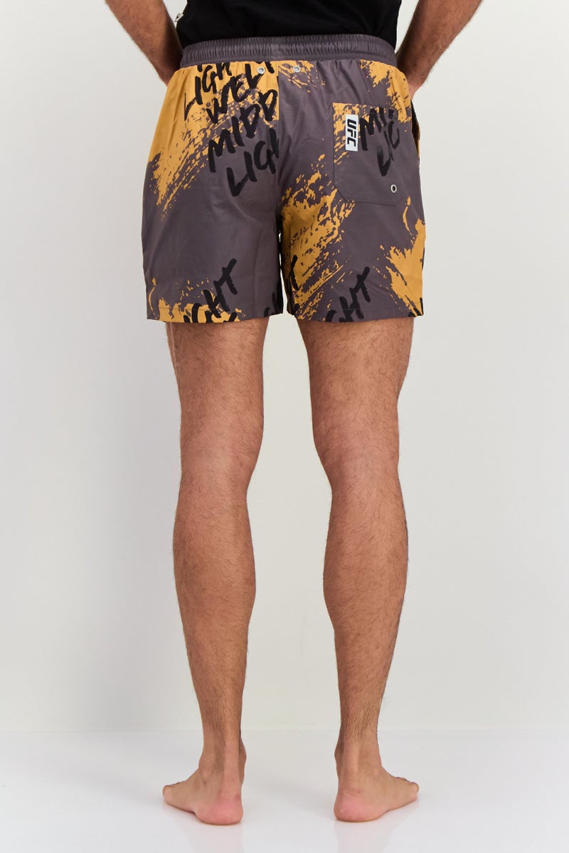 Ufc Men Brand Logo Board Shorts, Grey - Image 3