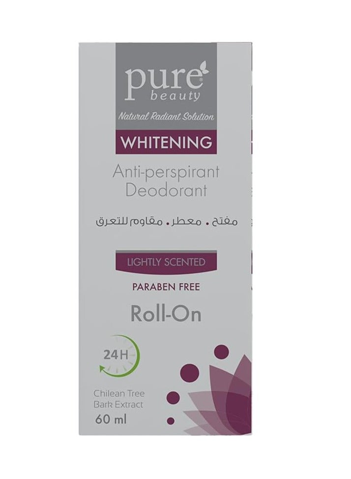 بيور بيوتي مزيل عرق رول أن لتفتيح البشرة  - عطر خفيف - 60 مل - Image 1