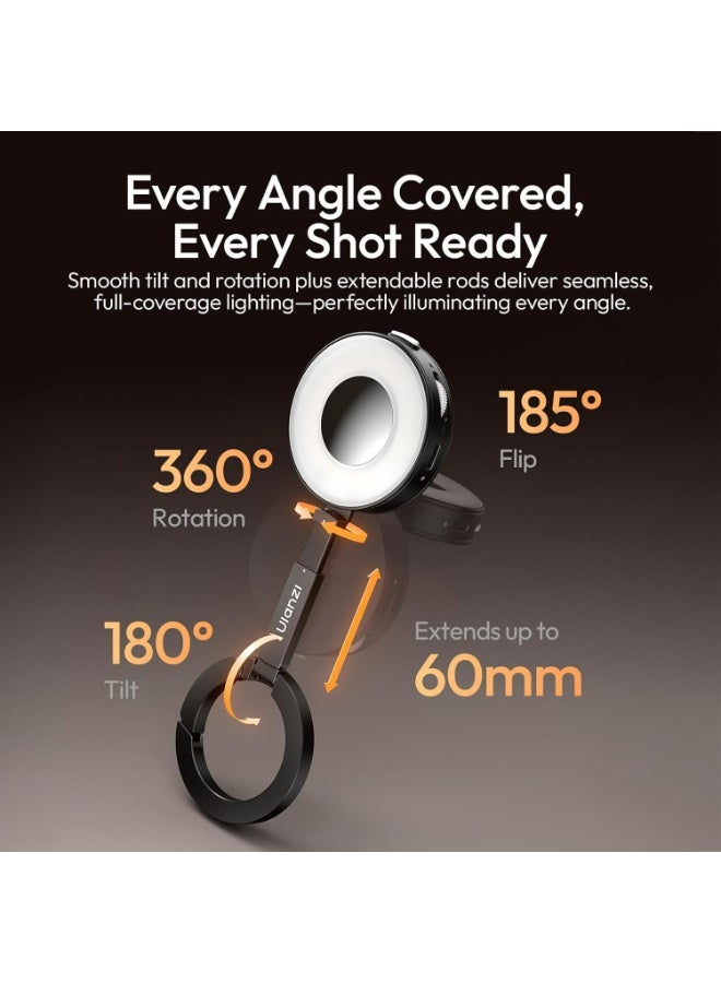 ULANZI ML05 Selfie Light for iPhone, Dual Magnetic Maglock LED Phone Selfie Ring Light with Mirror, 9000K CRI≥97 Full Angle Portable Smartphone Fill Lighting for Travel Vlog Photo Video Recording - Image 2