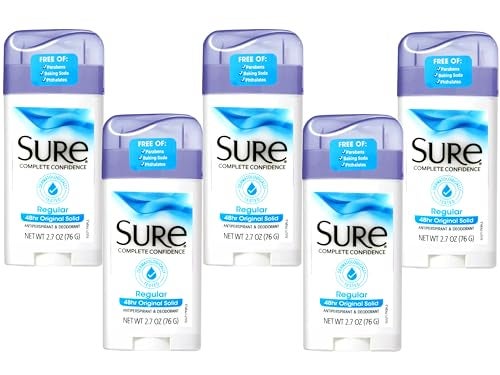 Sure AntiPerspirant  Deodorant Original Solid Regular Scent 270 oz Pack of 5