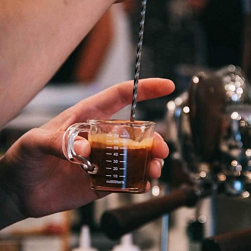 UNIQUE CART 70ML Espresso Measuring Cup for Barista Use | 2.5oz Shot Glass with Scale | Double Spout Milk Pitcher for Pouring & Brewing | U Shape Coffee Measuring Tool-Pack of 1 - Image 4
