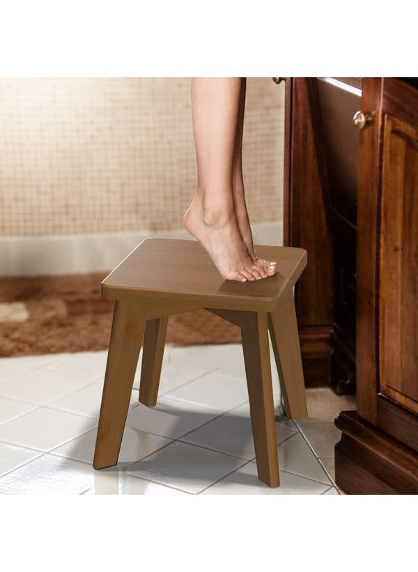 Umark Umark Solid Sheesham Wood Sitting Stool for Home, Wooden Square for Bedroom, Outdoor, Office & Multipurpose Use (10 Inches, Natural Brown Finish)  - Image 2