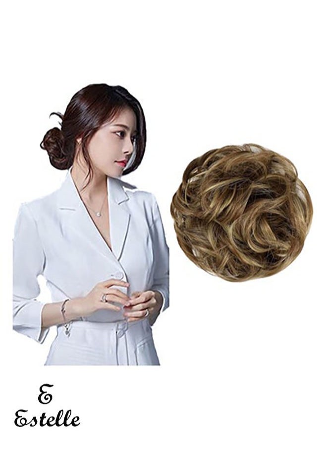 Estelle Messy Hair Bun Scrunchie with Elastic Rubber Band Ponytail Hair Extensions Updo Chignon Donut Ponytail Hairpiece Synthetic Tousled Hair for Women (Color #12H24)  - Image 1