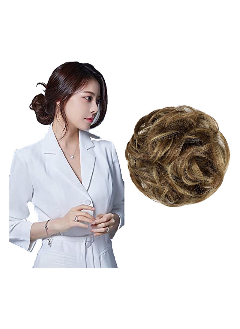 Estelle Messy Hair Bun Scrunchie with Elastic Rubber Band Ponytail Hair Extensions Updo Chignon Donut Ponytail Hairpiece Synthetic Tousled Hair for Women (Color #12H24)  - Image 2