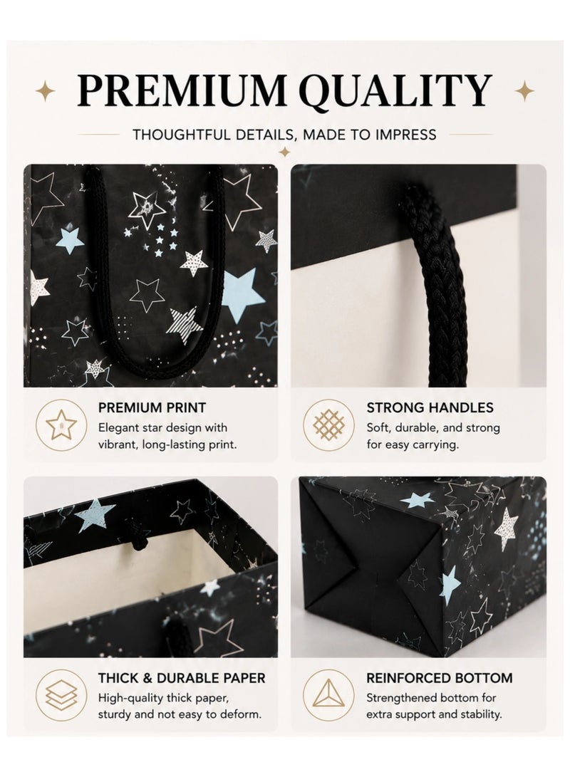 Luxury Star Pattern Gift Bag Set for Jewelry Gifts, Small Presents & Party Favors - Elegant Paper Gift Bags for Birthday Wedding Anniversary Valentine Packaging( 4PCS) - Image 4
