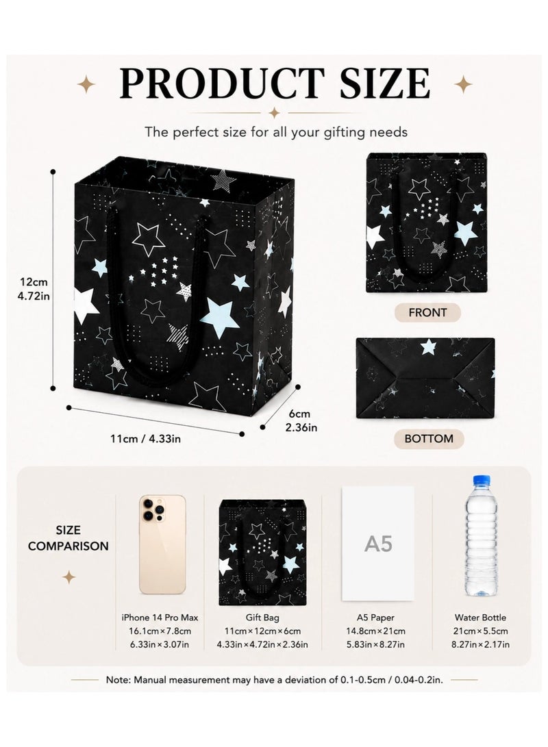 Luxury Star Pattern Gift Bag Set for Jewelry Gifts, Small Presents & Party Favors - Elegant Paper Gift Bags for Birthday Wedding Anniversary Valentine Packaging( 4PCS) - Image 2