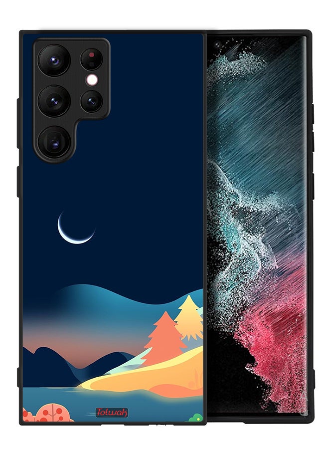 Tolwak Samsung Galaxy S22 Ultra 5G Protective Case Cover Moon Abstract Drawing Art - Image 2