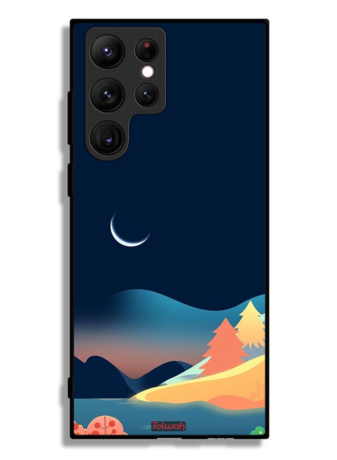 Tolwak Samsung Galaxy S22 Ultra 5G Protective Case Cover Moon Abstract Drawing Art - Image 3