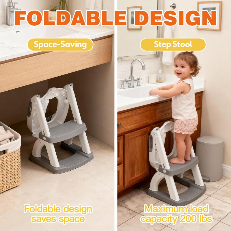 SKYROKU Potty Training Seat ï¼ŒSKYROKU Potty Training Toilet with Step Stool Ladder, for Kids Boys Girls Toddlers - Comfortable Safe Potty Seat with Anti-Slip Pads Ladder (8899Music-Black) - Image 5