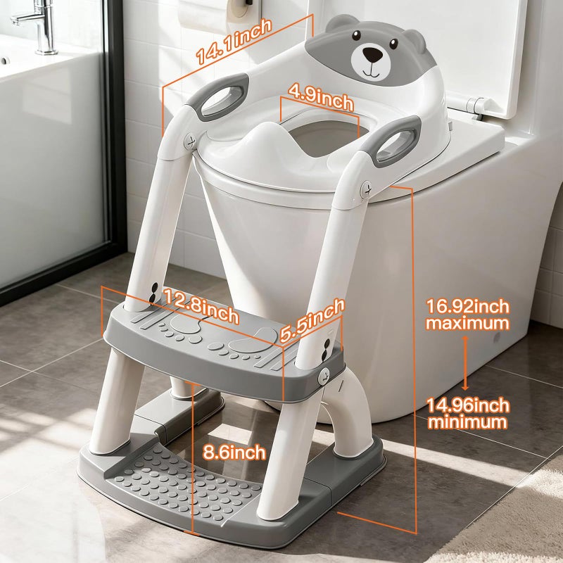 SKYROKU Potty Training Seat ï¼ŒSKYROKU Potty Training Toilet with Step Stool Ladder, for Kids Boys Girls Toddlers - Comfortable Safe Potty Seat with Anti-Slip Pads Ladder (8899Music-Black) - Image 3