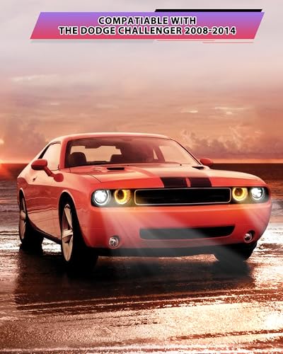 POKIAUTO LED Headlights for Dodge Challenger 2008-2014 Accessories, Full LED Projector Head Lamp with Halo White DRL HI/LO Beam Amber Turn Signal, Plug-and-play, Bulbs Included, 2PCS - Image 5