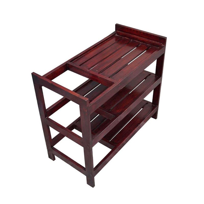 VM DECOR Sheesham Wooden Shoe Racks for Home Rosewood Shoes Stand Multipurpose Book Shelf Cloth Organizer Wooden Rack 3 Layer Shoe Rack 72 x 70 x 40 cm - Image 3