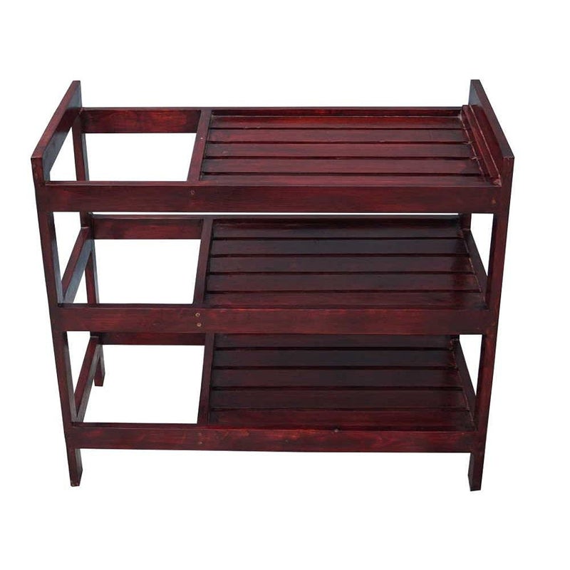 VM DECOR Sheesham Wooden Shoe Racks for Home Rosewood Shoes Stand Multipurpose Book Shelf Cloth Organizer Wooden Rack 3 Layer Shoe Rack 72 x 70 x 40 cm - Image 4