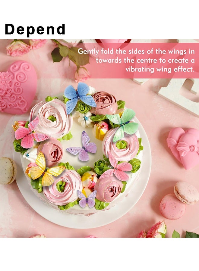 Depend 72Pcs Edible Butterfly Cake Decorations Colorful Vivid Butterfly Cake Topper Wafer Paper Butterflies, Versatile Cake Decorations, Cupcake Toppers For Wedding Anniversary Baby Shower Birthday Party Decorating (Mix Color) - Image 4