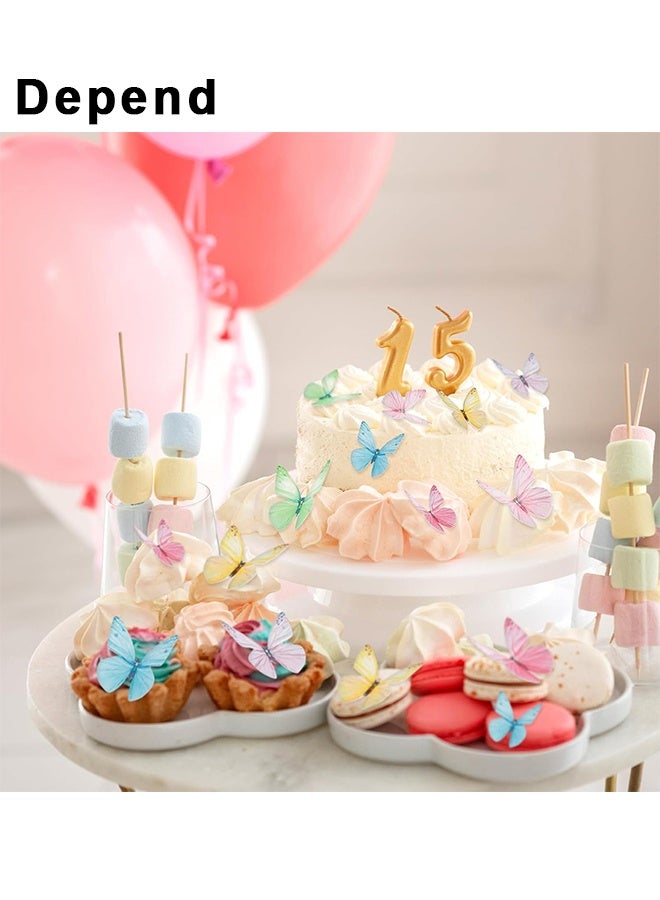 Depend 72Pcs Edible Butterfly Cake Decorations Colorful Vivid Butterfly Cake Topper Wafer Paper Butterflies, Versatile Cake Decorations, Cupcake Toppers For Wedding Anniversary Baby Shower Birthday Party Decorating (Mix Color) - Image 2