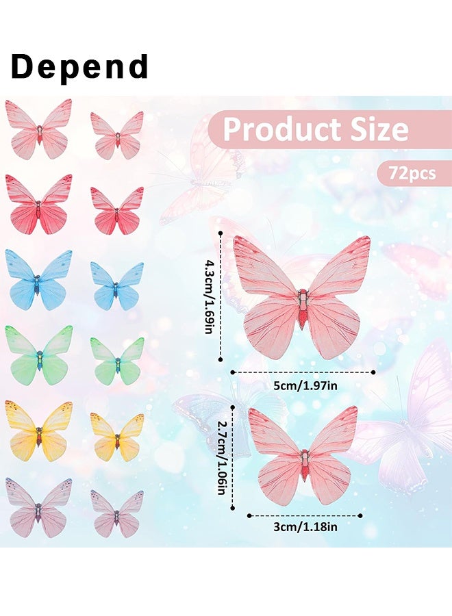 Depend 72Pcs Edible Butterfly Cake Decorations Colorful Vivid Butterfly Cake Topper Wafer Paper Butterflies, Versatile Cake Decorations, Cupcake Toppers For Wedding Anniversary Baby Shower Birthday Party Decorating (Mix Color) - Image 3