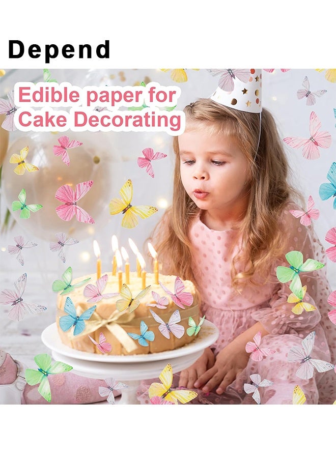 Depend 72Pcs Edible Butterfly Cake Decorations Colorful Vivid Butterfly Cake Topper Wafer Paper Butterflies, Versatile Cake Decorations, Cupcake Toppers For Wedding Anniversary Baby Shower Birthday Party Decorating (Mix Color) - Image 5