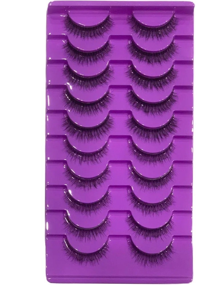 شي إن رموش صناعية من المنك - 10 ازواج من رموش المنك منفوشة بمظهر طبيعي، رموش عين القطة الناعمة قابلة لاعادة الاستخدام - Image 1