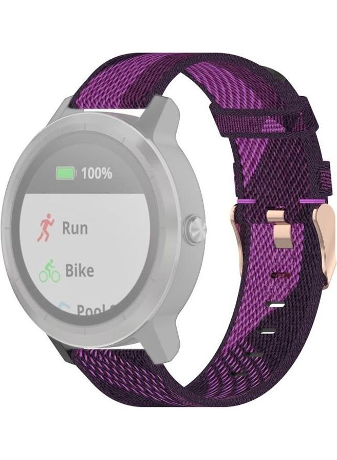 NIBEMINENT 20mm Stripe Weave Nylon Wrist Strap Watch Band For Garmin Venu, Vivomove 3, Vivoactive Forerunner 245 / 645(Purple) Purple - Image 1