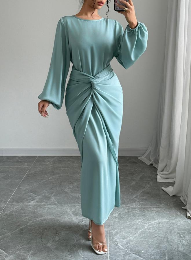 Take Two Solid Twist Waist Long Sleeve Midi Dress - Image 5