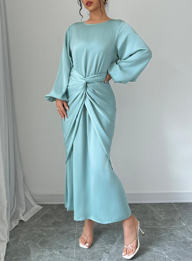 Take Two Solid Twist Waist Long Sleeve Midi Dress - Image 3