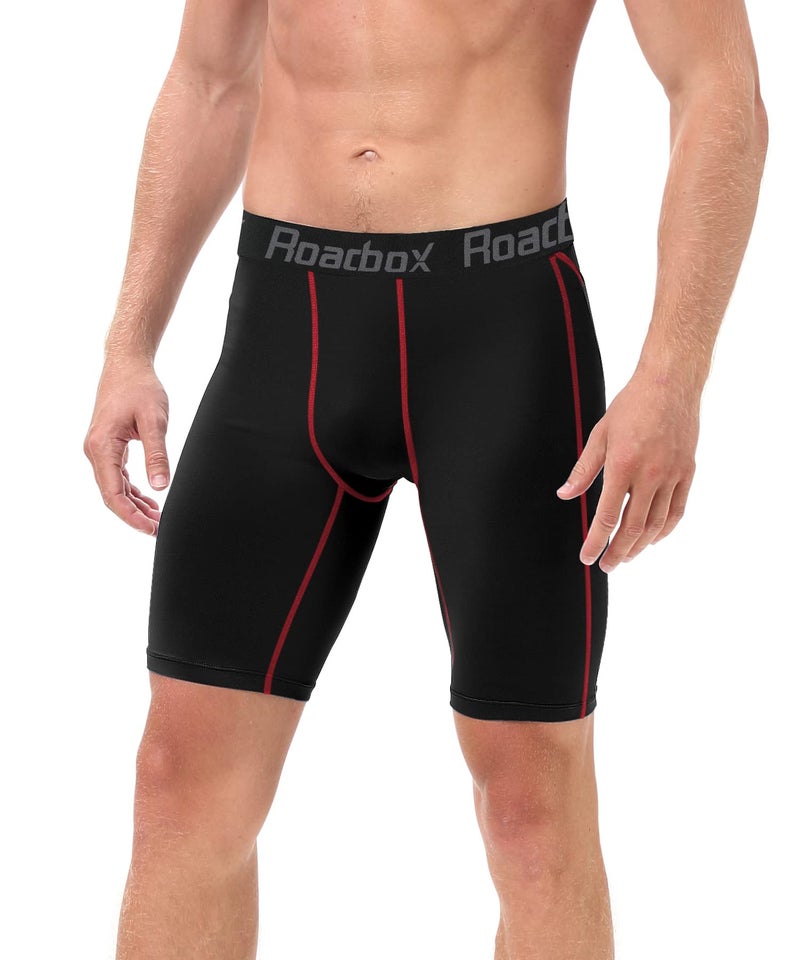 Roadbox Compression Shorts for Men 3 Pack Cool Dry Athletic Workout Underwear Running Gym Spandex Baselayer Boxer Briefs - Image 2