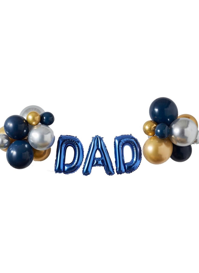 Ginger Ray Dad Balloon Garland Blue Gold Silver DIY Kit  - Image 1