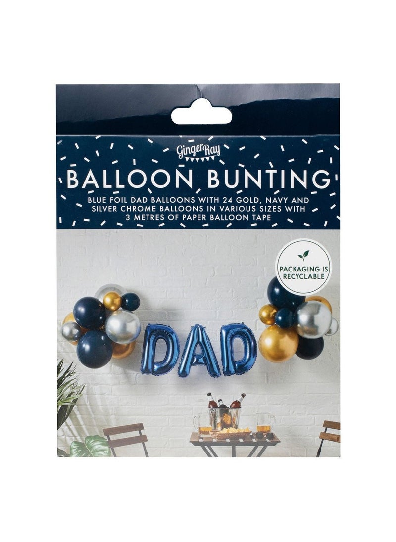 Ginger Ray Dad Balloon Garland Blue Gold Silver DIY Kit  - Image 3