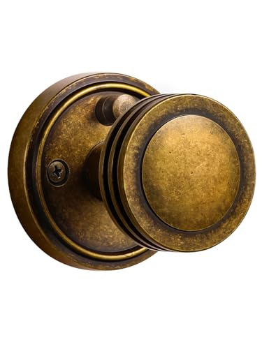SORWDUERM 2 Pack Antique Brass Bronze Door Knob Interior Privacy Door Knobs with Lock Door Handle Bedroom and Bathroom Zinc Alloy - Image 1