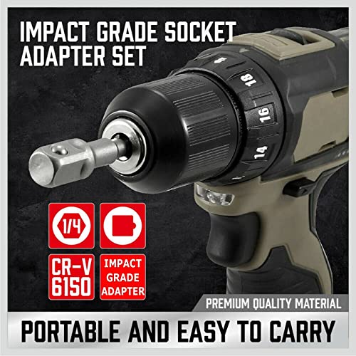 JPT Chrome Vanadium Steel 3 Pcs Socket Adapter Set Hex Shank To 1/4, 3/8, 1/2 Inch Impact Driver Drill Bits - Image 4