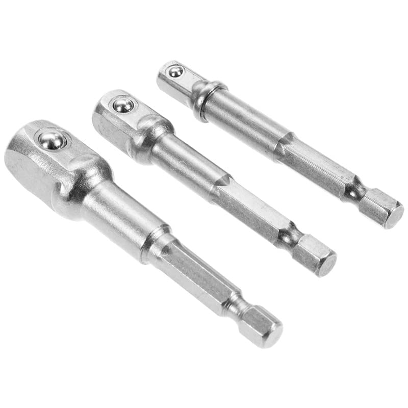 JPT Chrome Vanadium Steel 3 Pcs Socket Adapter Set Hex Shank To 1/4, 3/8, 1/2 Inch Impact Driver Drill Bits - Image 1