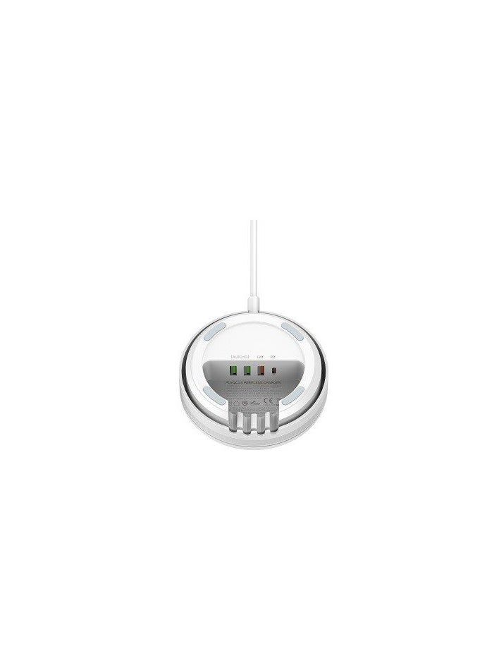 LDNIO Desktop Wireless Charging Station AW003 5 In 1 charging station with 15W wireless + PD30W+ QC18W+2Auto-ID Total 32W Fast charger.  - Image 3