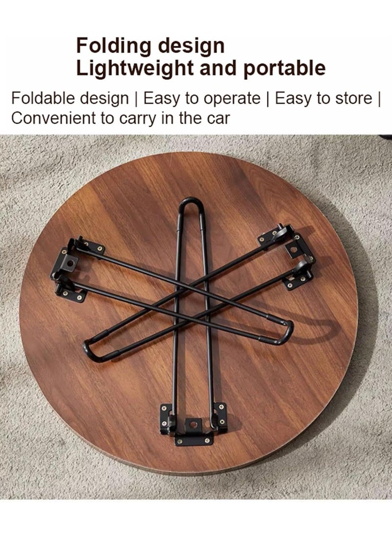DubaiGallery Round Nesting Coffee Table Set of 2 Stacking Coffee Table Living Room Round Nested End Table Side Table Look Density board Sofa Side Nest of Tables Metal Frame Home Decor Sets  - Image 2