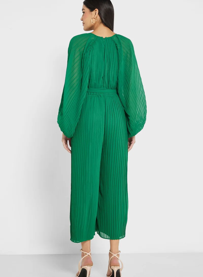 boohoo Pleated High Leg Jumpsuit