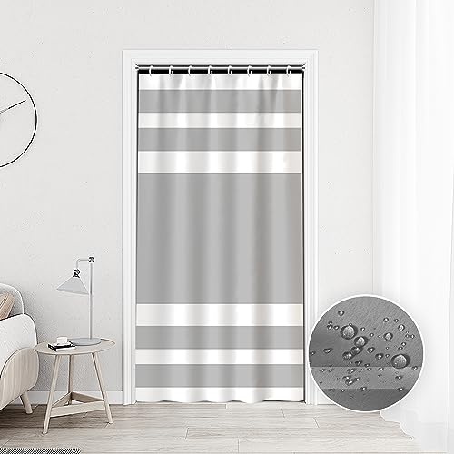 DORCEV 48x72inch Gray and White Stripes Shower Curtain Casual Style Relaxing Spa Horizontal Stripe Texture Design Modern Home Bath Curtain for Bathroom Bathtubs Decoration with Hooks - Image 3