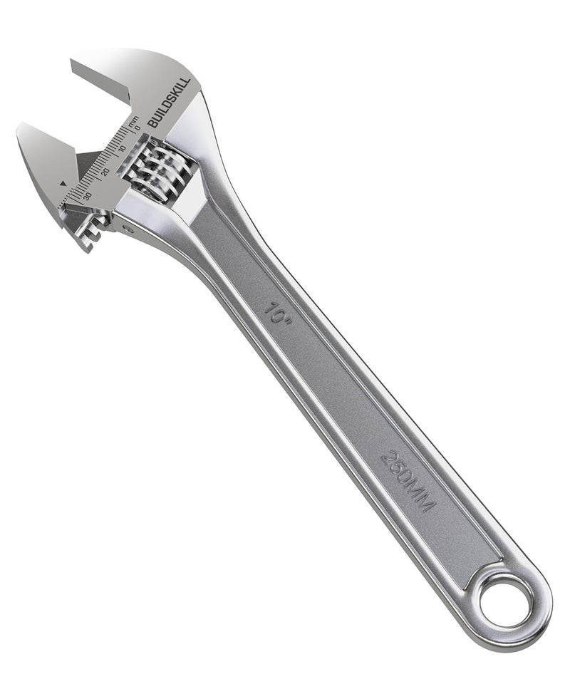 BUILDSKILL BUILDSKILL 10 250mm Adjustable wrench Chrome vanadium steel Professional home use Single sided Rust resistant plumbing tools Adjustable spanner with lasered scale 6 months warranty  - Image 1