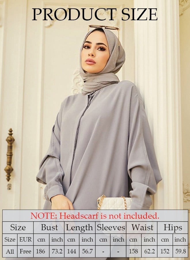 DUNISO Women's Chiffon Abaya Muslim Prayer Clothes Islamic Maxi Kaftan Elegant Loose Cardigan Islamic Kaftan - Image 2