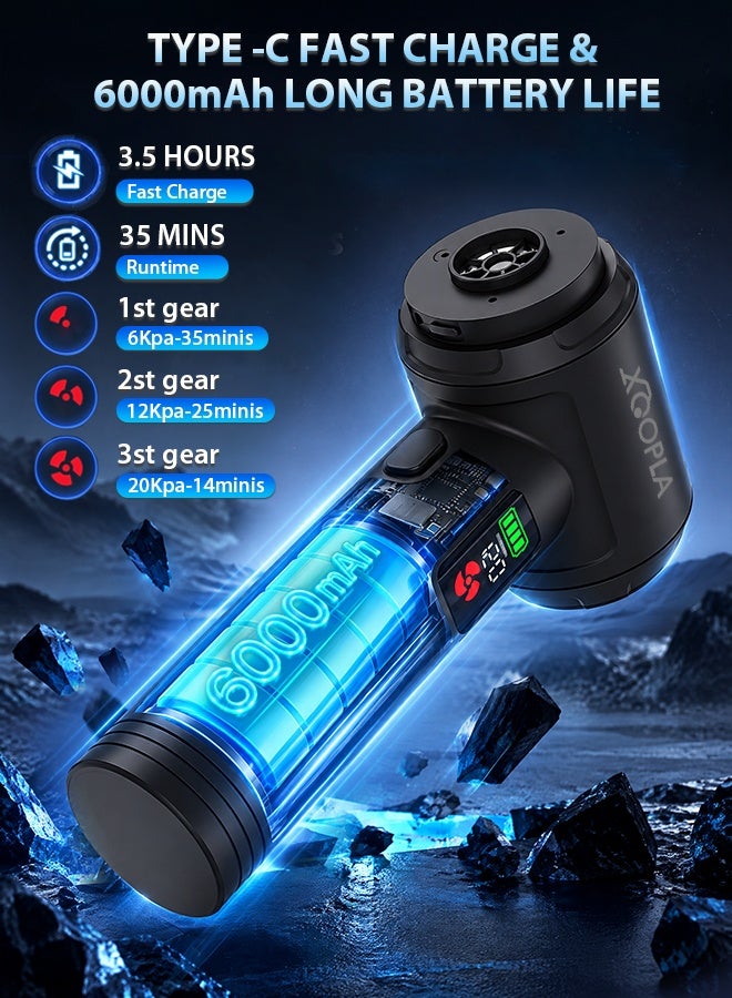 Xoopla Car Vacuum Cordless , Brushless Motor 20000PA Suction Power With 6000 mAh battery, Air Blower / Electric Duster ,One Touch Empty, Portable Mini Handheld Vacuum , 3 Suction Modes ,Portable Multi-Nozzles for Small Jobs, Car, Office Desk,Seat Sofa, Keyboards - Image 5