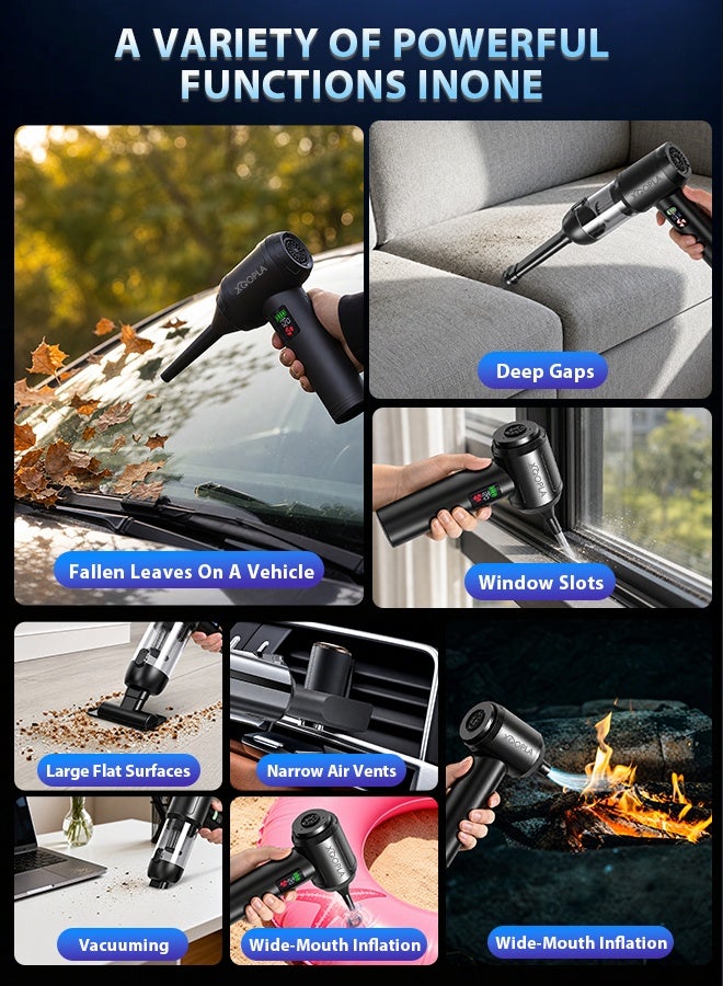 Xoopla Car Vacuum Cordless , Brushless Motor 20000PA Suction Power With 6000 mAh battery, Air Blower / Electric Duster ,One Touch Empty, Portable Mini Handheld Vacuum , 3 Suction Modes ,Portable Multi-Nozzles for Small Jobs, Car, Office Desk,Seat Sofa, Keyboards - Image 3