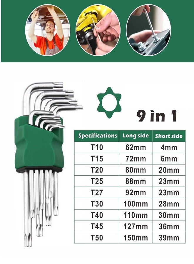 Mawson 9PCS Hex Key with Holes Set Hexagon Wrench Kit Star Head Carbon Steel T10-T50 Allen Socket Torque Spanner Reinforced Hand Tools - Image 5