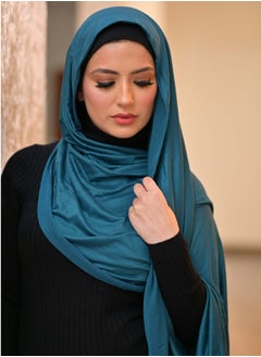 Sky cashmere Premium Jersey Stretch Shailah Hijab Scarf - Teal  - Image 1
