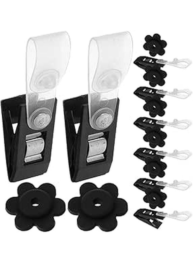 16pcs Windproof Garden Flag Clips Set with Black Rubber Plugs and Plastic Clips for Outdoor Flagpoles - Image 1