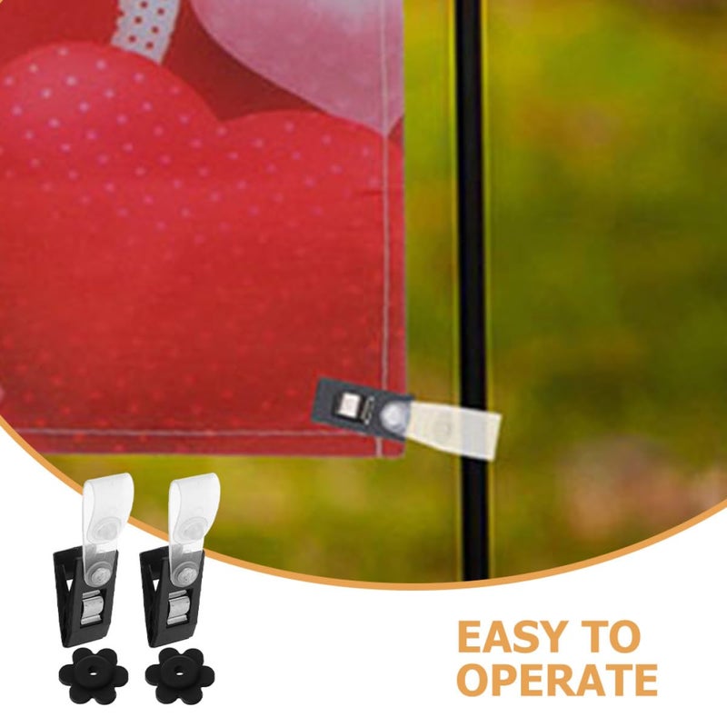 16pcs Windproof Garden Flag Clips Set with Black Rubber Plugs and Plastic Clips for Outdoor Flagpoles - Image 4
