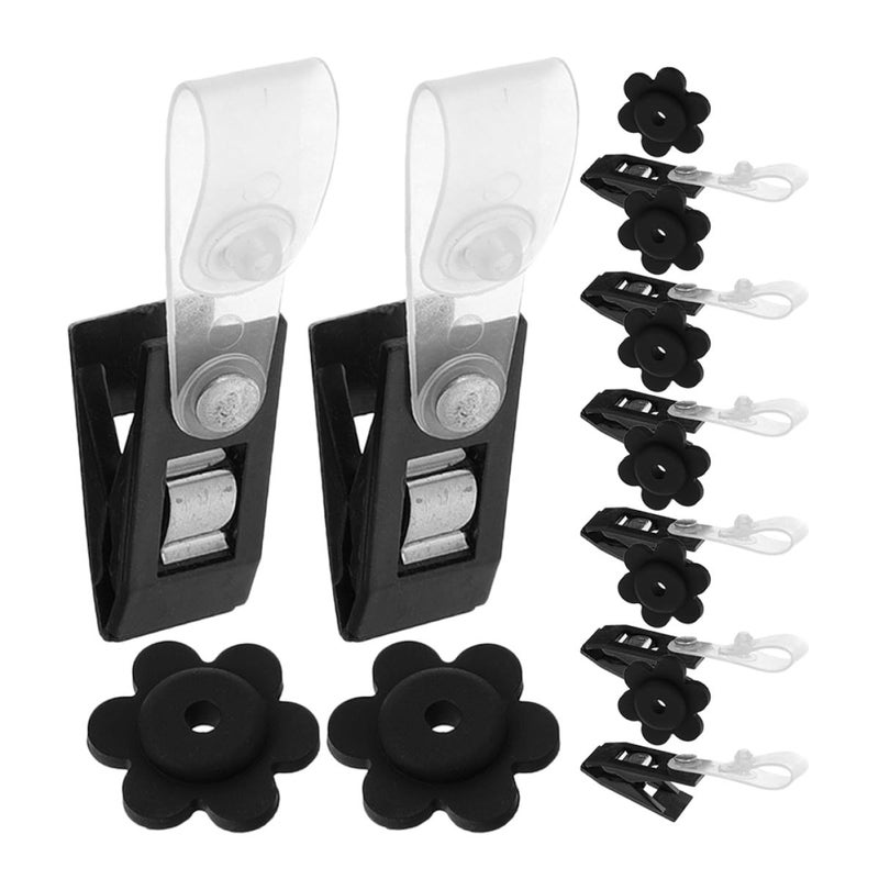 16pcs Windproof Garden Flag Clips Set with Black Rubber Plugs and Plastic Clips for Outdoor Flagpoles - Image 2